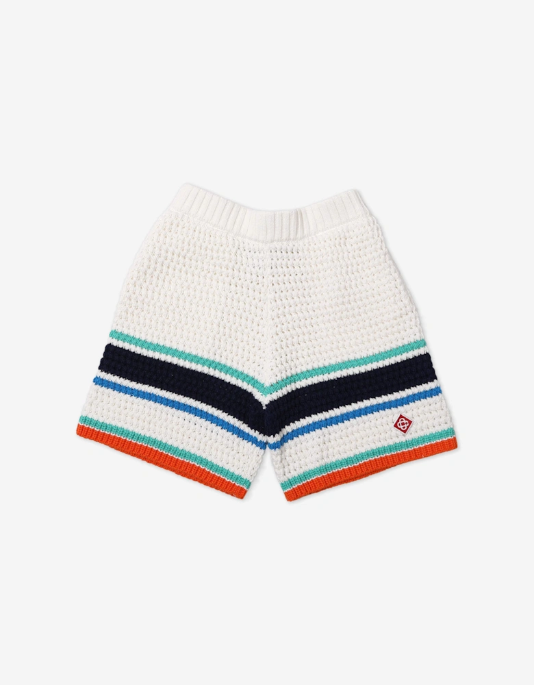 Kids Crochet Effect Tennis Shorts in White