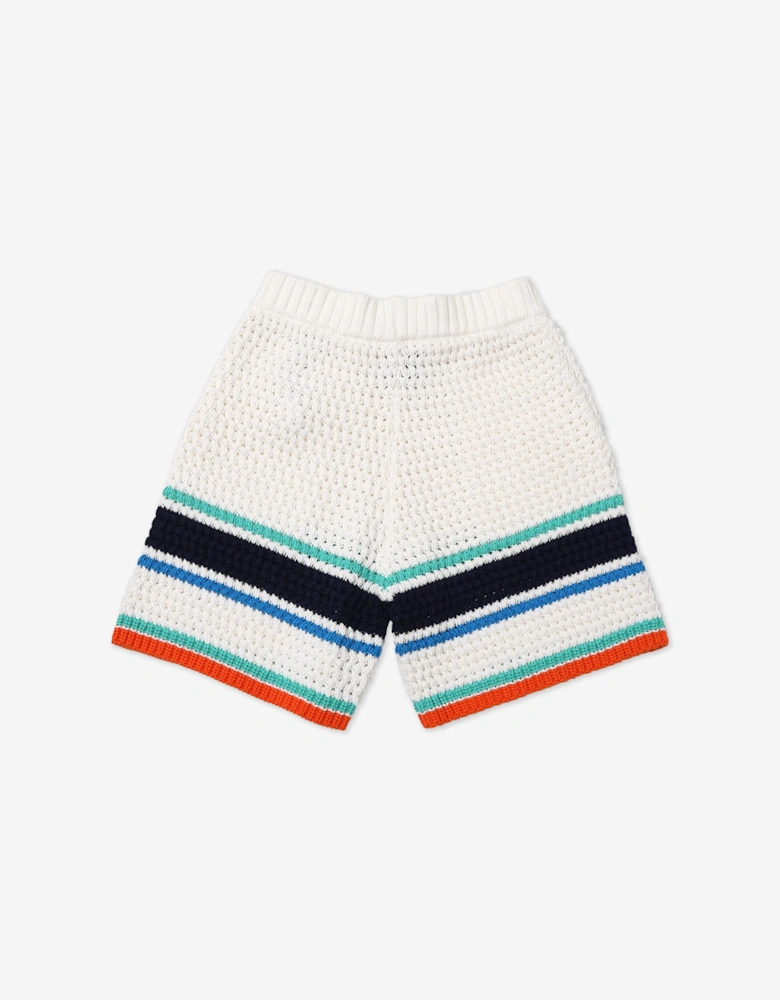 Kids Crochet Effect Tennis Shorts in White