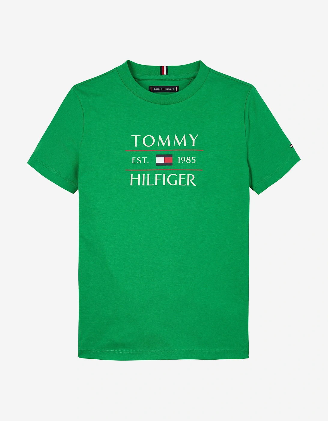 Boys Tommy Flag T-Shirt in Green, 5 of 4
