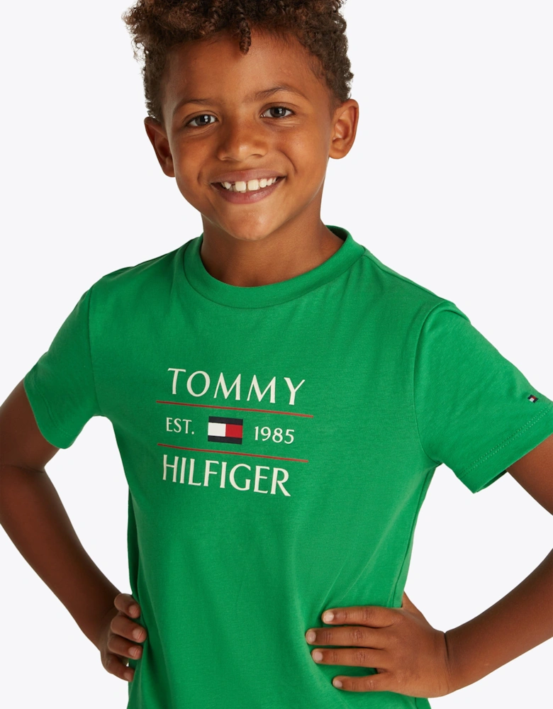 Boys Tommy Flag T-Shirt in Green