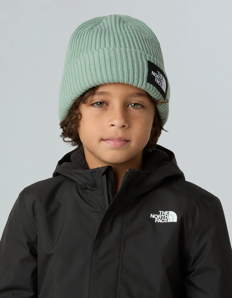Kids Salty Lined Beanie Hat in Green