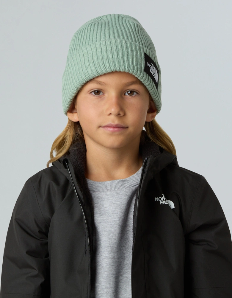 Kids Salty Lined Beanie Hat in Green