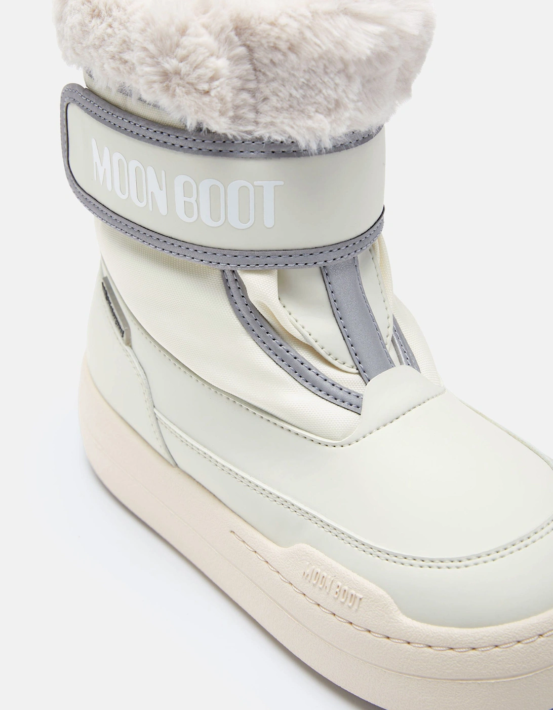 Moon Boot Girls JR Park Strap Boots in Ivory