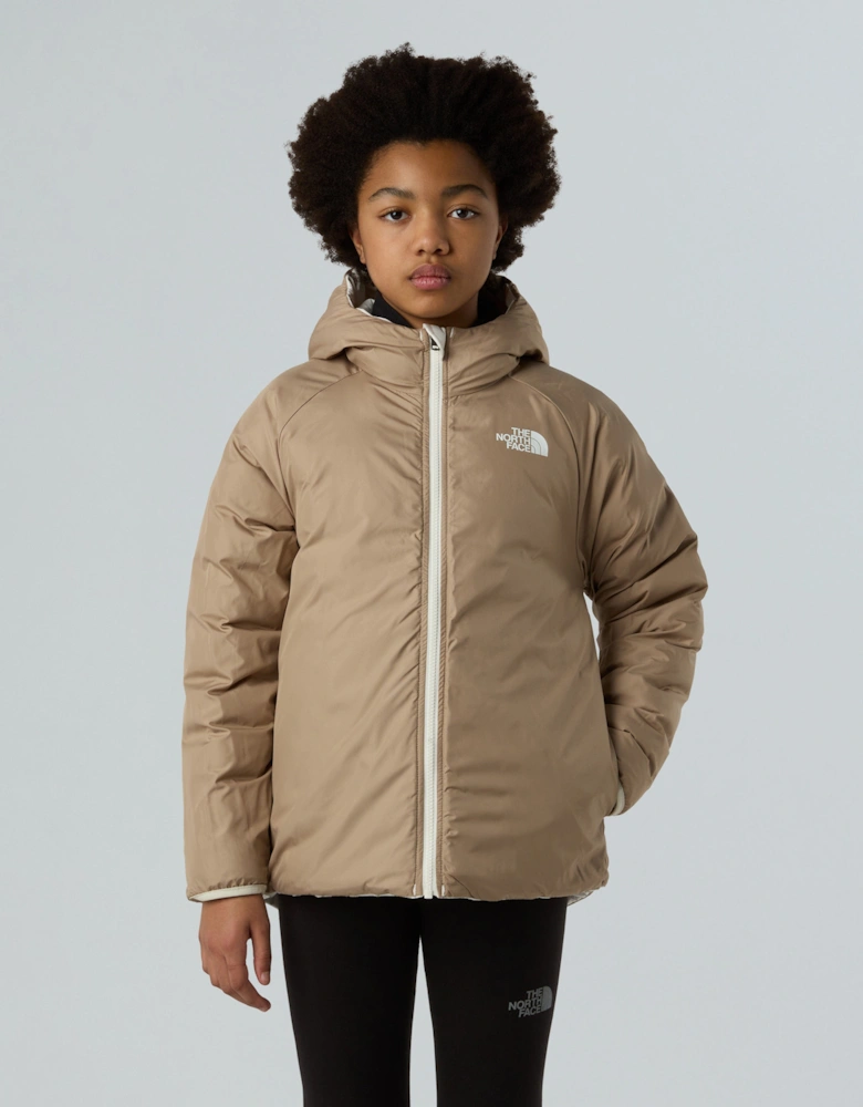 Girls Reversible Perrito Hooded Jacket in White