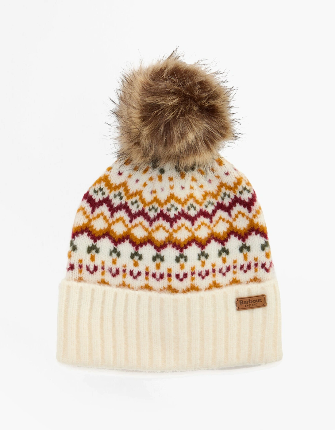 Women's Barbour KINGSFORD FAIR ISLE Womens Beanie Cloud - White