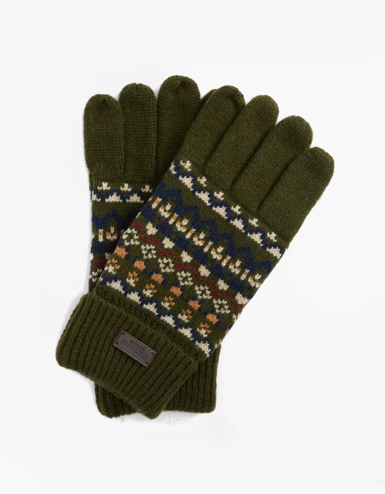 MARLOW FAIR ISLE KNITTED Mens Gloves Olive