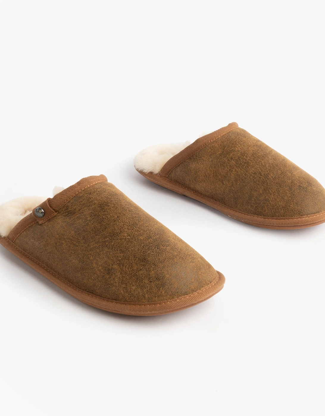 KIEFER Mens Mule Slippers Distressed Coffee