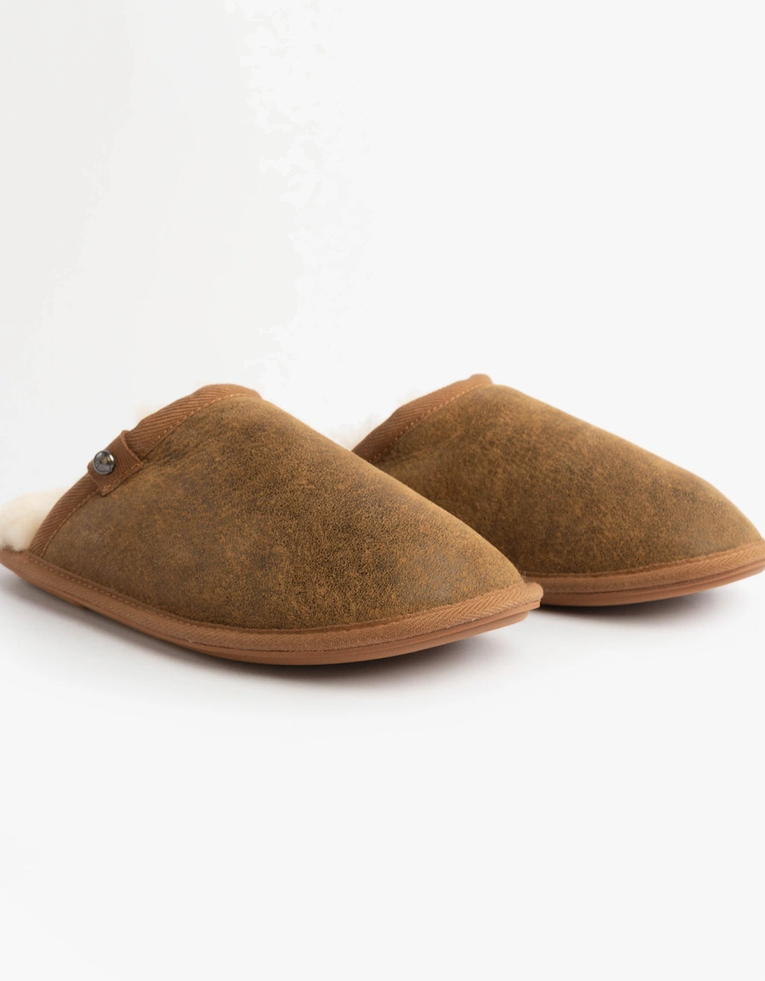 KIEFER Mens Mule Slippers Distressed Coffee