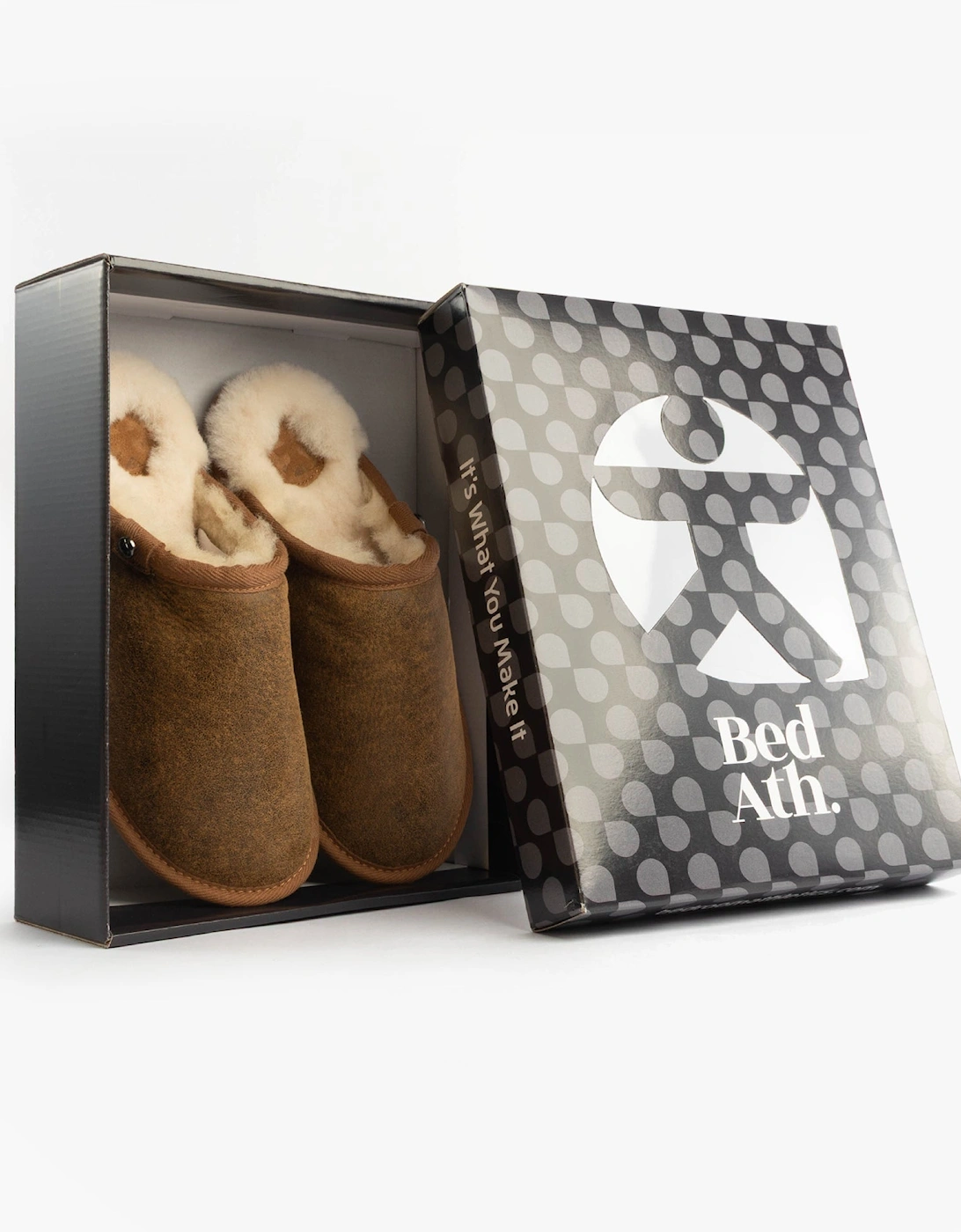 KIEFER Mens Mule Slippers Distressed Coffee