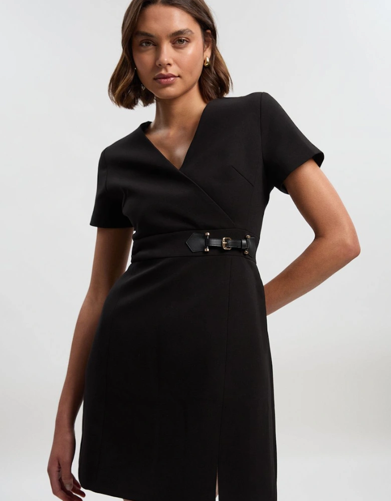 Compact Essential Tab Waist Mini Dress