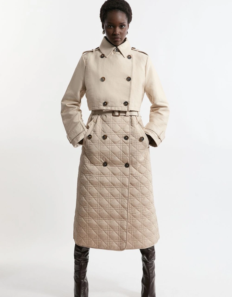 Hybrid Quilted Belted Trench Coat