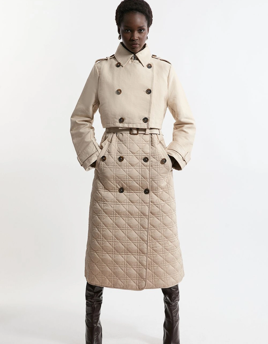 Hybrid Quilted Belted Trench Coat, 2 of 1
