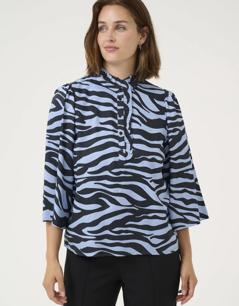 KAolga 3/4 Sleeve Animal Print Blouse