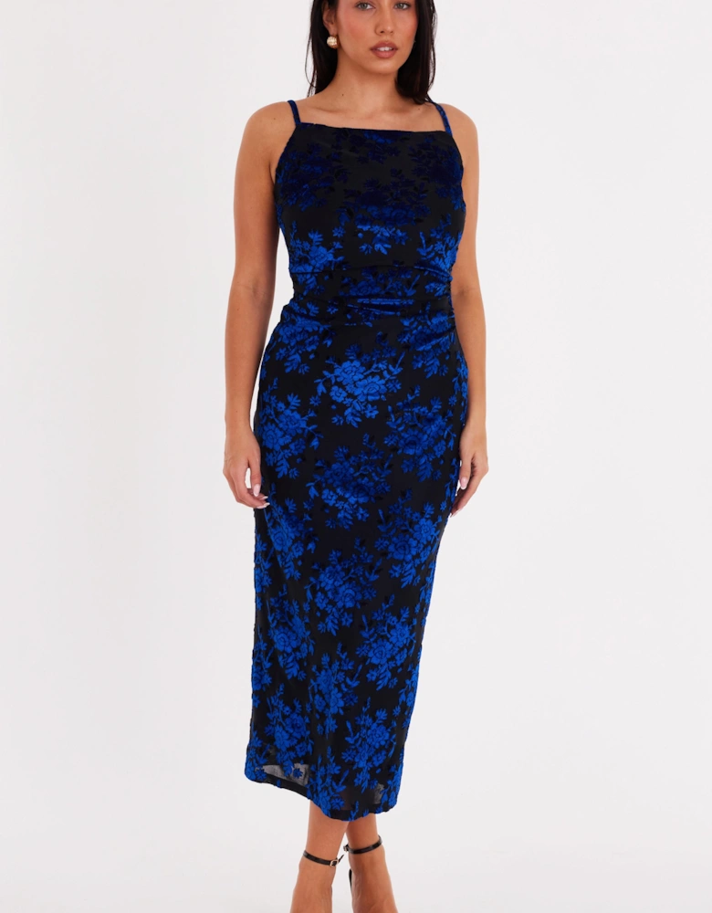 Royal Velvet Floral Midaxi Dress