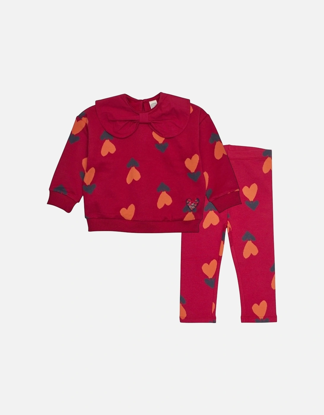 Girls Red Collared Jumper Legging Set, 6 of 5