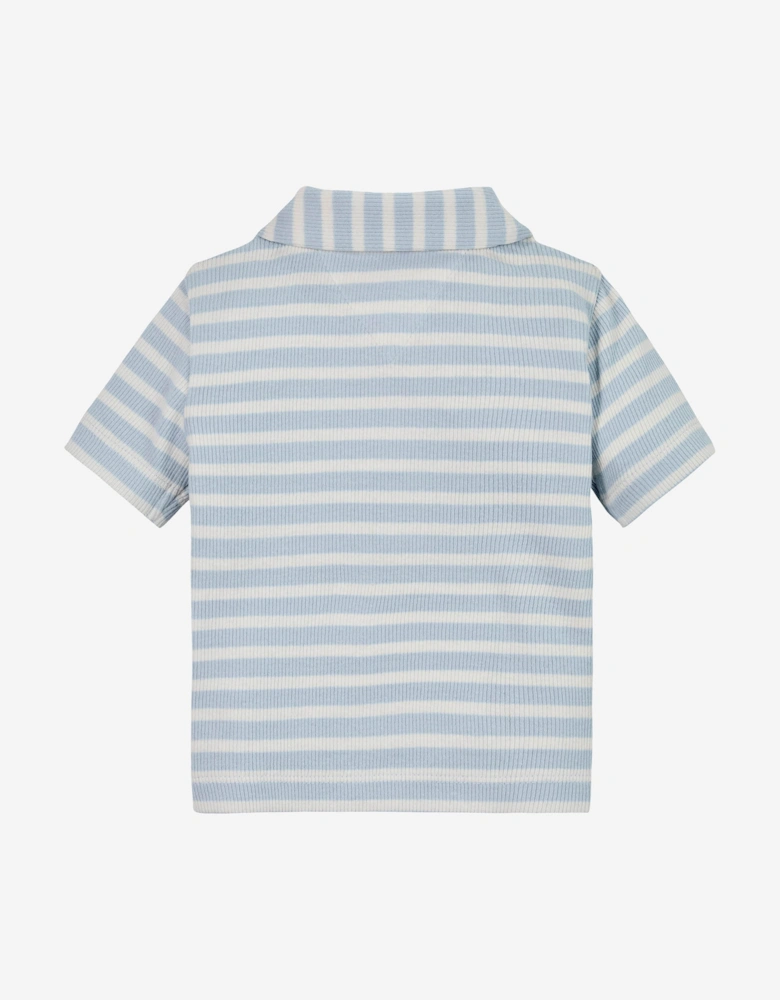 Baby Boys Rib Stripe Polo Shirt in Blue