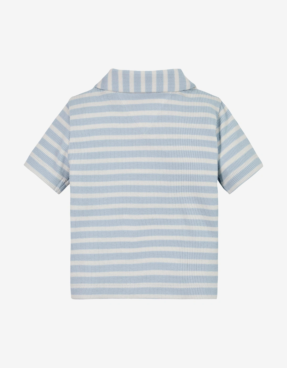 Baby Boys Rib Stripe Polo Shirt in Blue