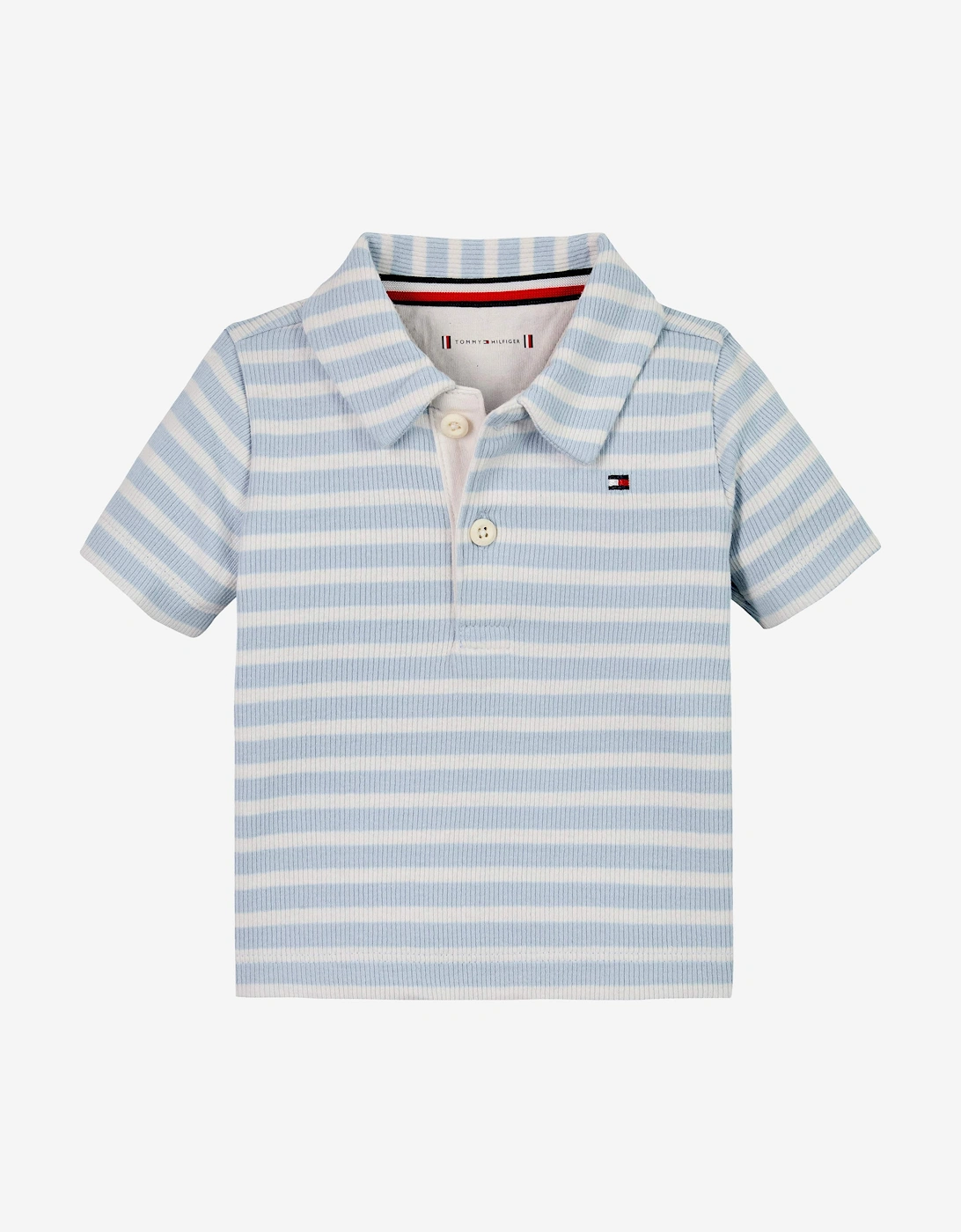 Baby Boys Rib Stripe Polo Shirt in Blue, 5 of 4
