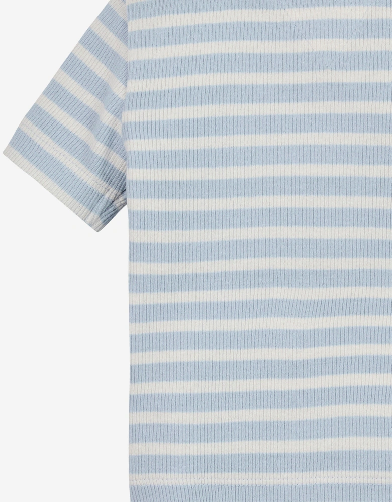 Baby Boys Rib Stripe Polo Shirt in Blue