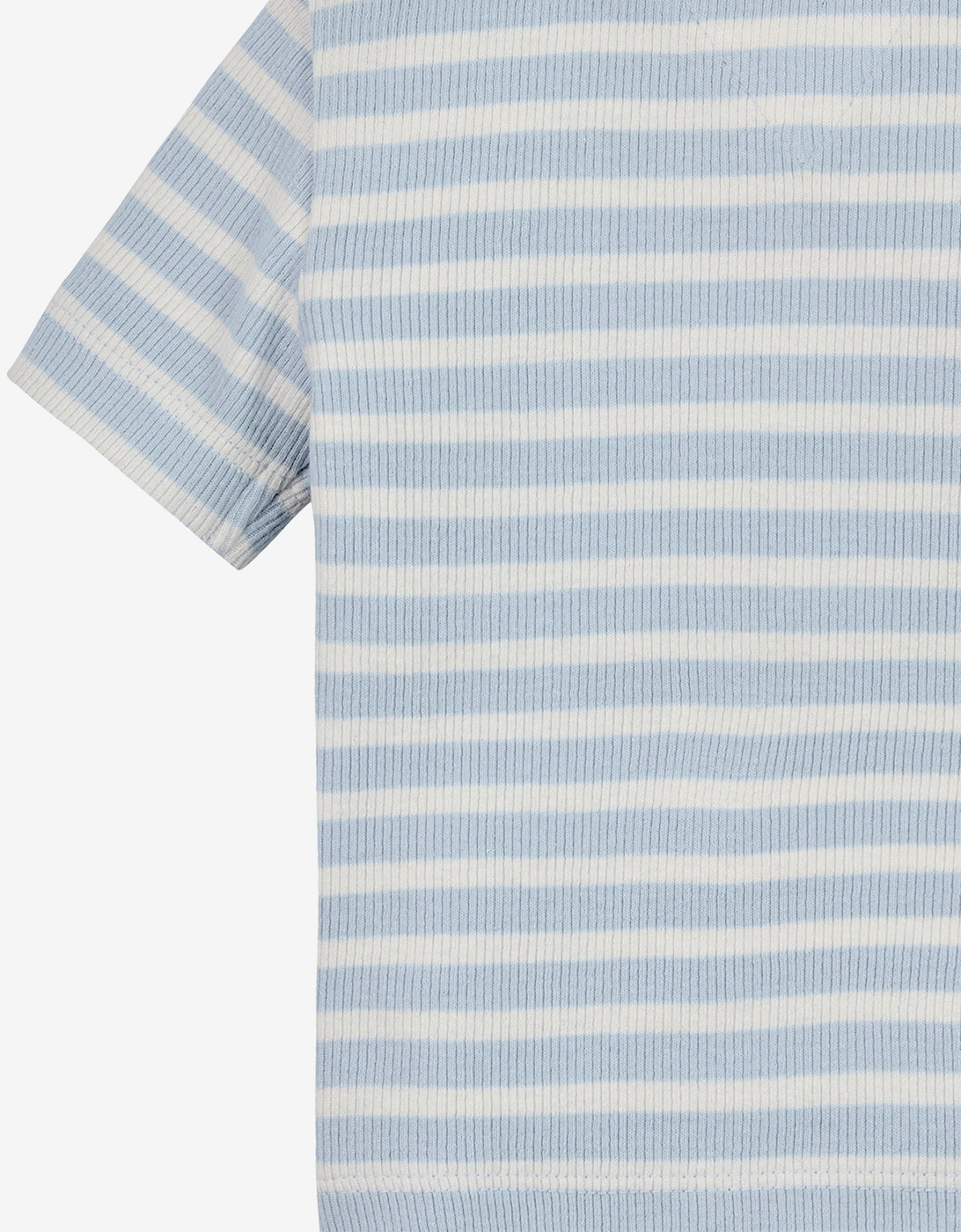 Baby Boys Rib Stripe Polo Shirt in Blue