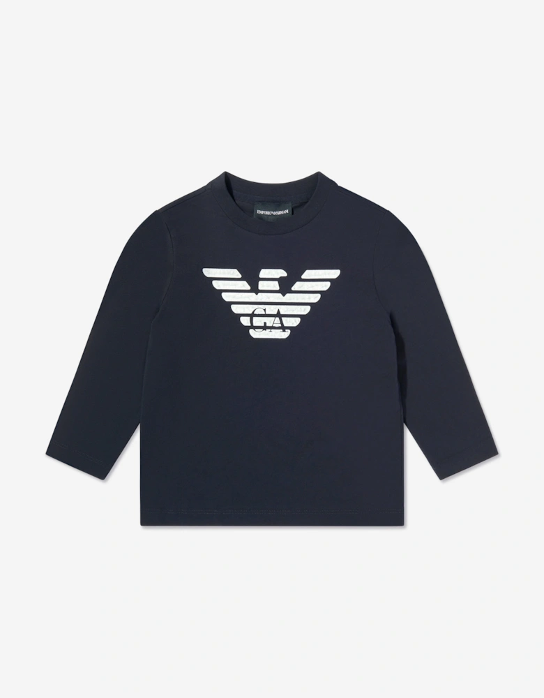 Boys Long Sleeve Logo T-Shirt in Navy