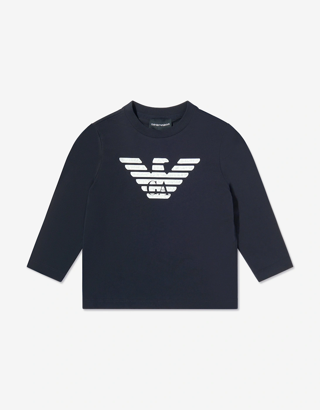 Boys Long Sleeve Logo T-Shirt in Navy, 5 of 4