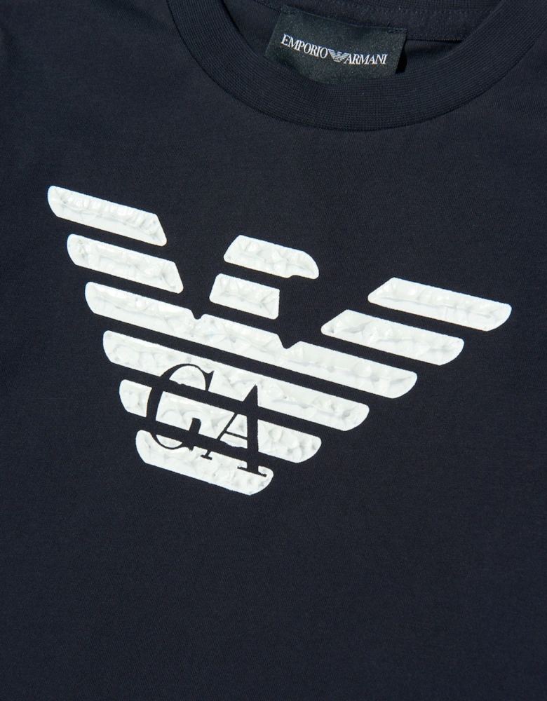 Boys Long Sleeve Logo T-Shirt in Navy