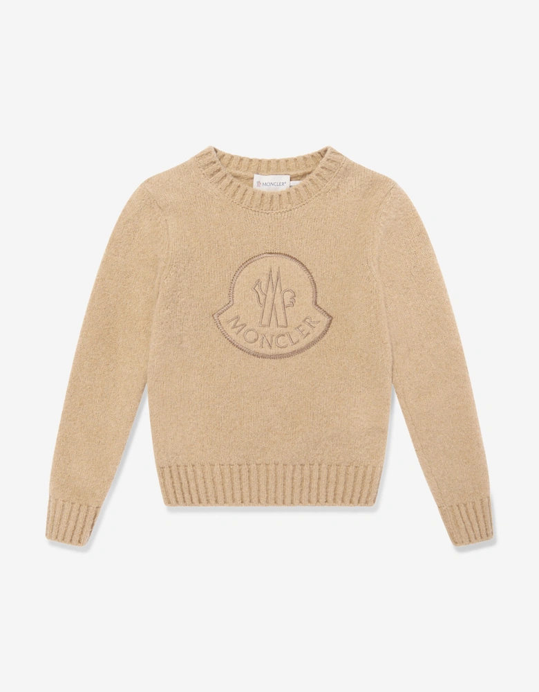 Enfant Boys Wool Logo Jumper in Beige