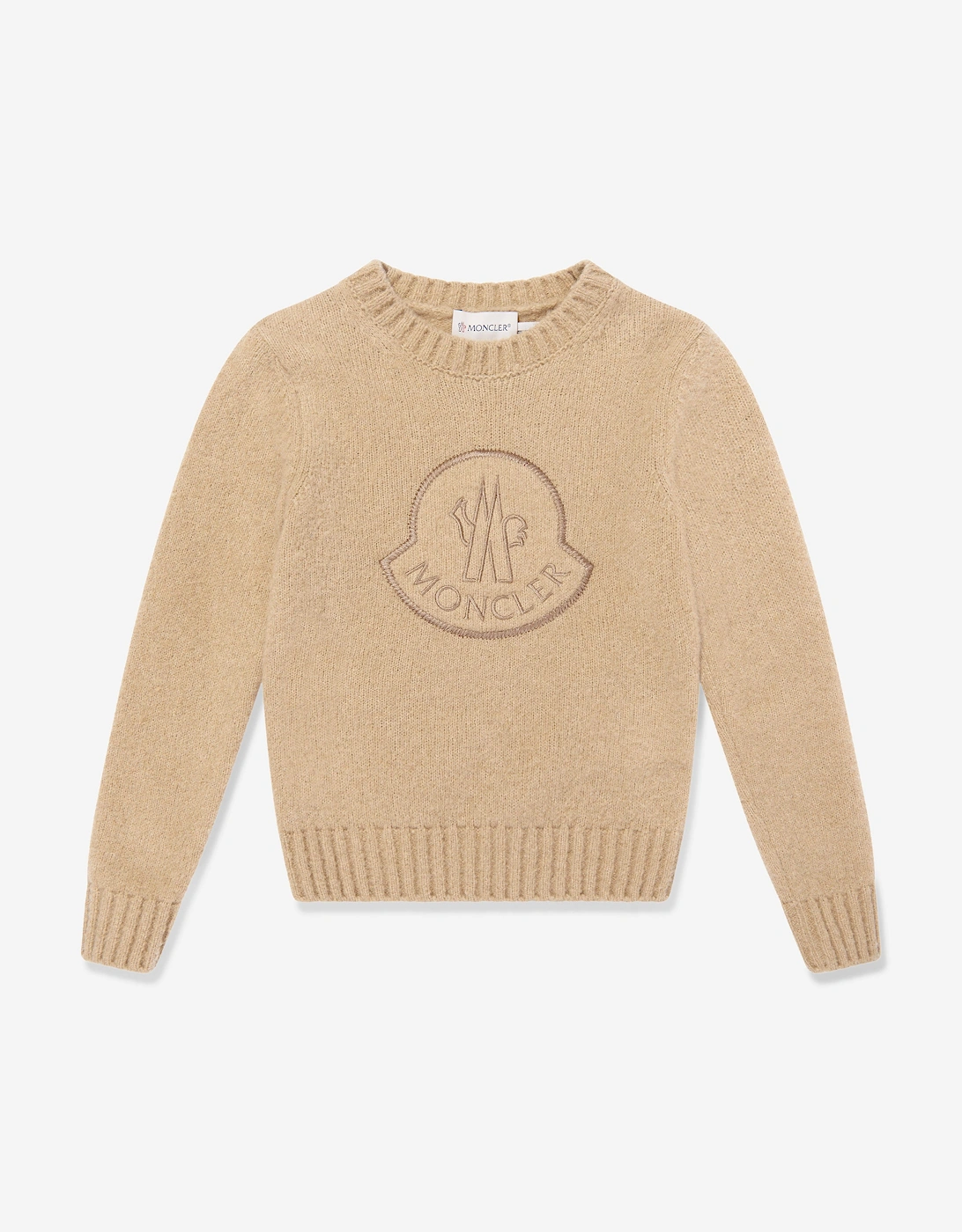 Moncler Enfant Boys Wool Logo Jumper in Beige - Cream - Size: 4 years