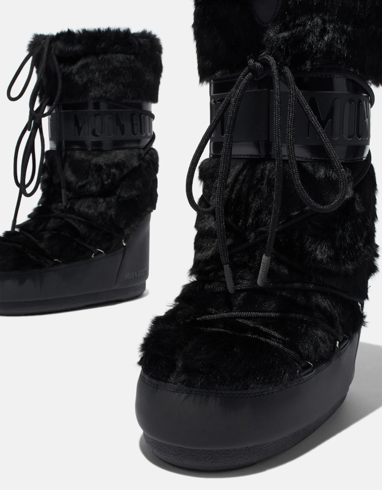 Moon Boot Kids Icon Faux Fur Boots in Black
