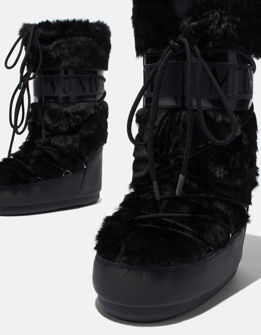 Moon Boot Kids Icon Faux Fur Boots in Black