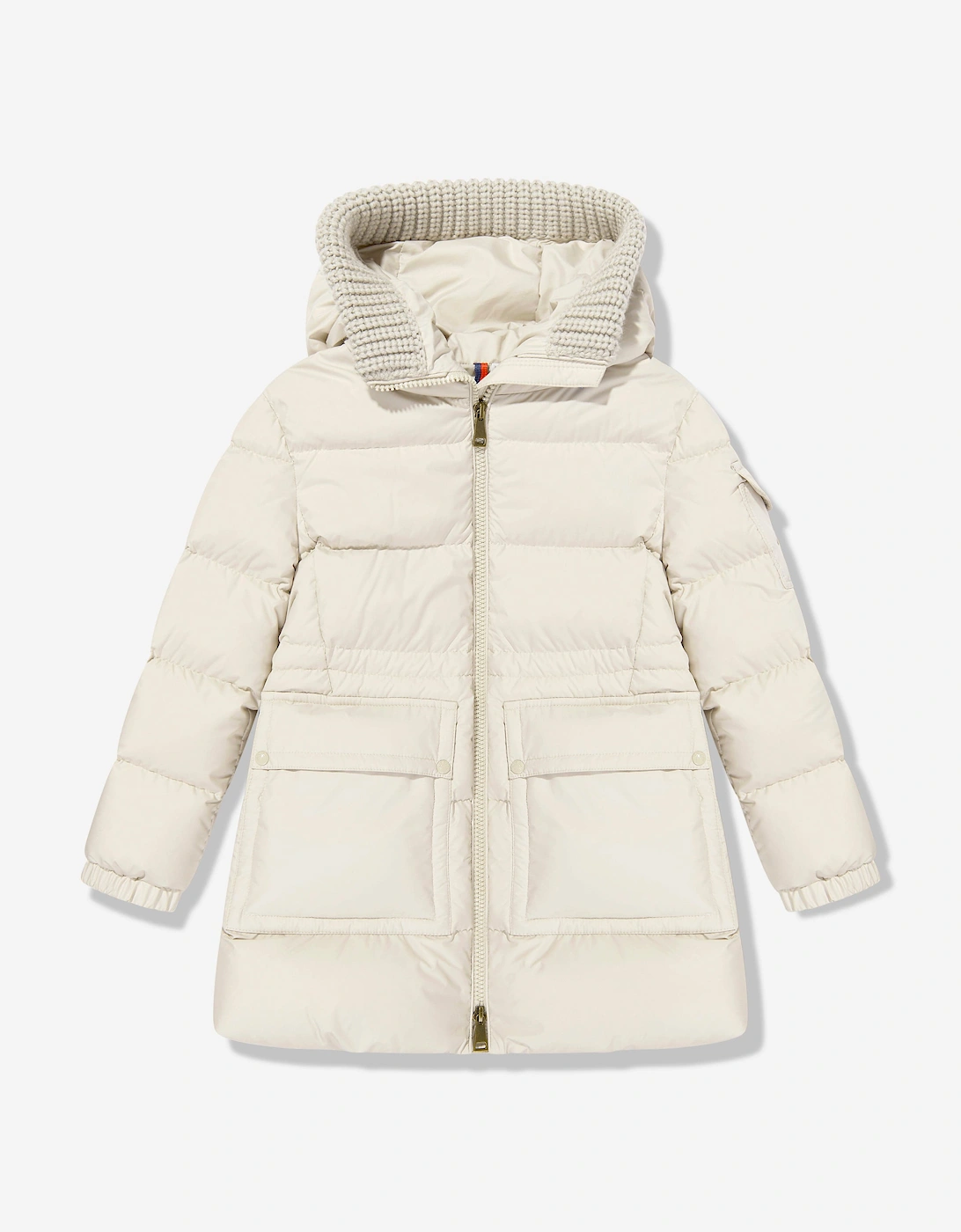 Enfant Girls Irma Down Long Parka Coat in Ivory, 5 of 4