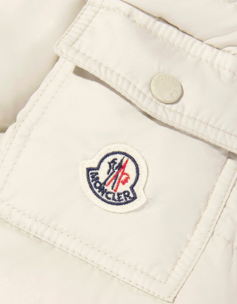 Enfant Girls Irma Down Long Parka Coat in Ivory