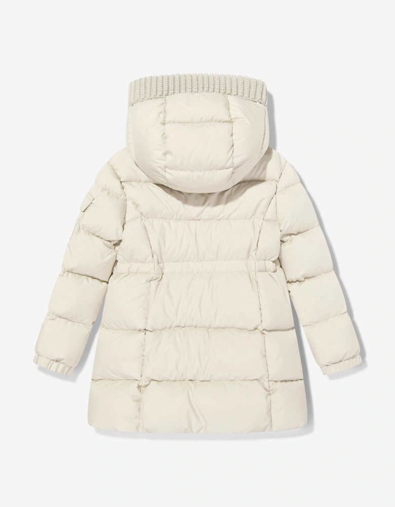 Enfant Girls Irma Down Long Parka Coat in Ivory