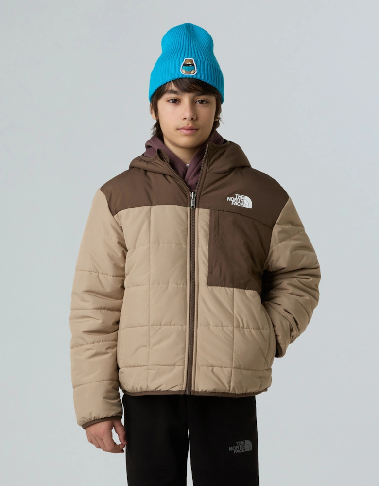 Boys Reversible Shasta Hooded Jacket in Beige