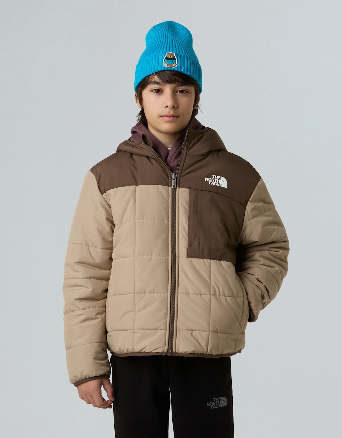 Boys Reversible Shasta Hooded Jacket in Beige