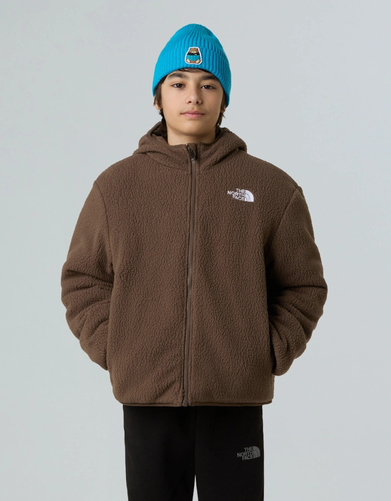 Boys Reversible Shasta Hooded Jacket in Beige