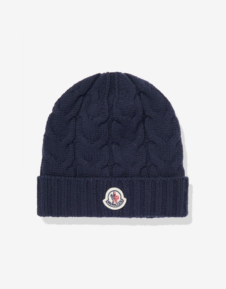 Enfant Boys Wool Knit Beanie Hat in Navy
