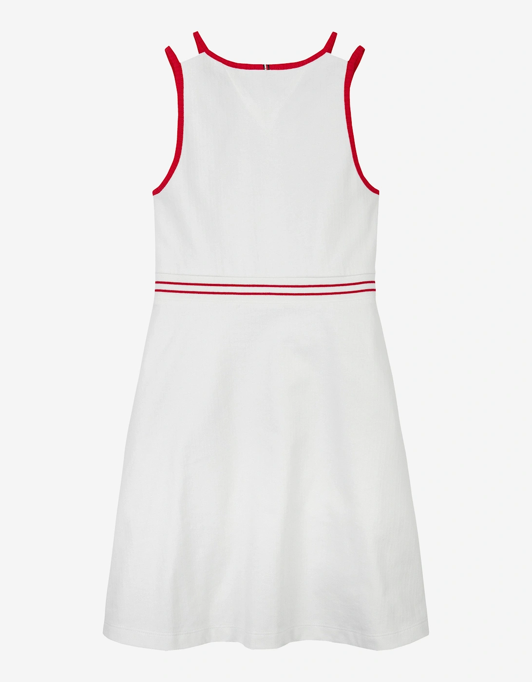 Girls Contrast Binding Skater Dress in White