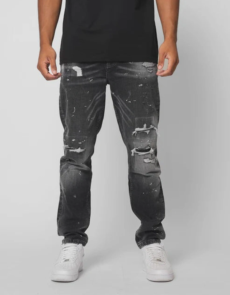 Castello Rip & Paint Jeans - Washed Black