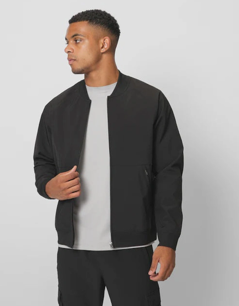 Luxe Clean Bomber Jacket - Black