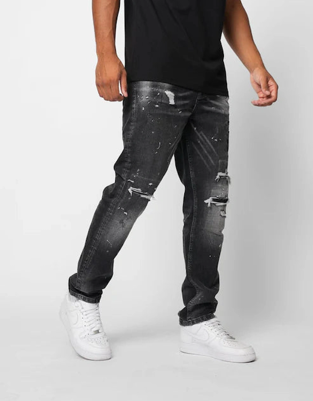 Castello Rip & Paint Jeans - Washed Black