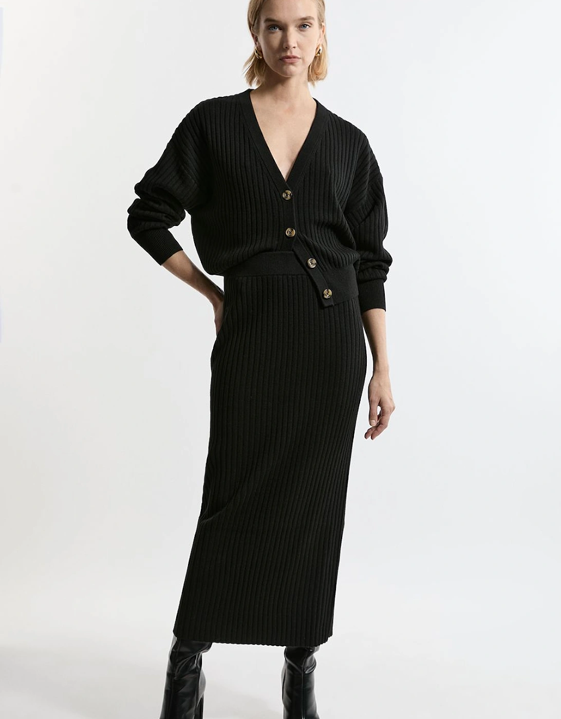 Wool Blend Rib Knit Maxi Skirt, 2 of 1