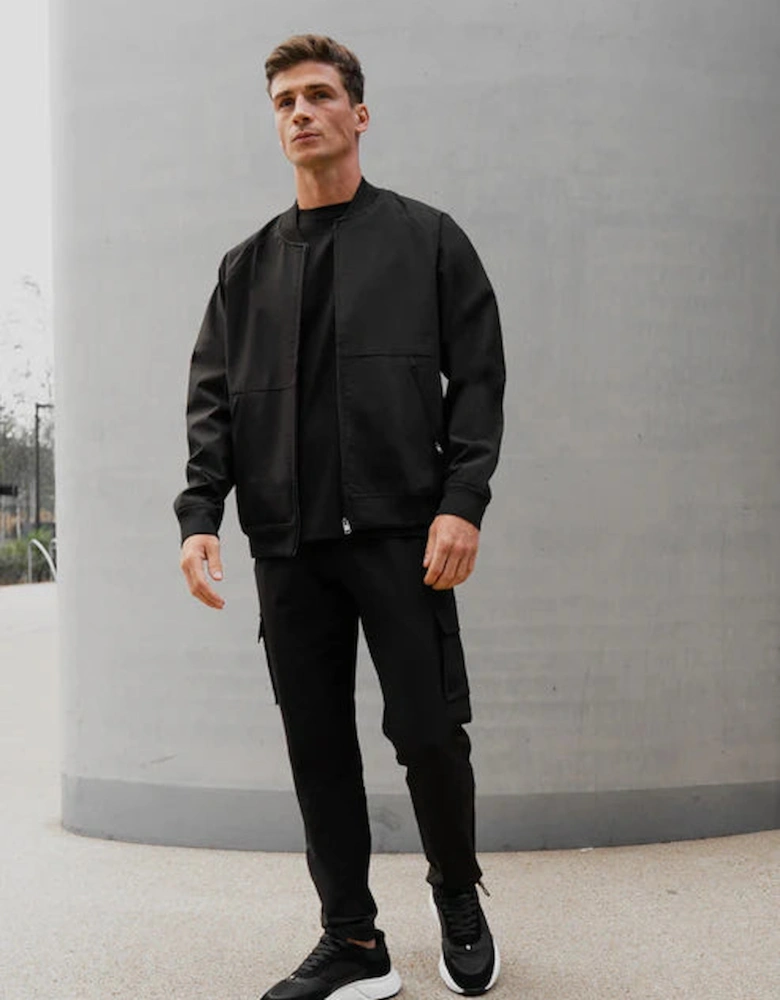 Luxe Clean Bomber Jacket - Black