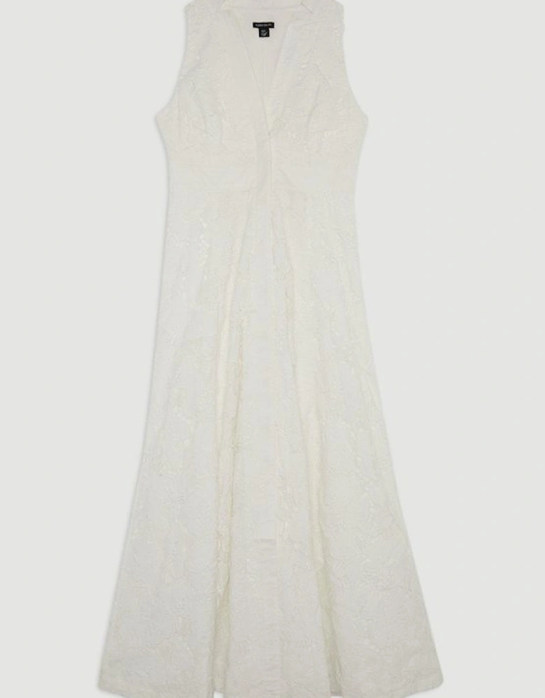 Cut Work Cotton Sateen Woven Halter Dress