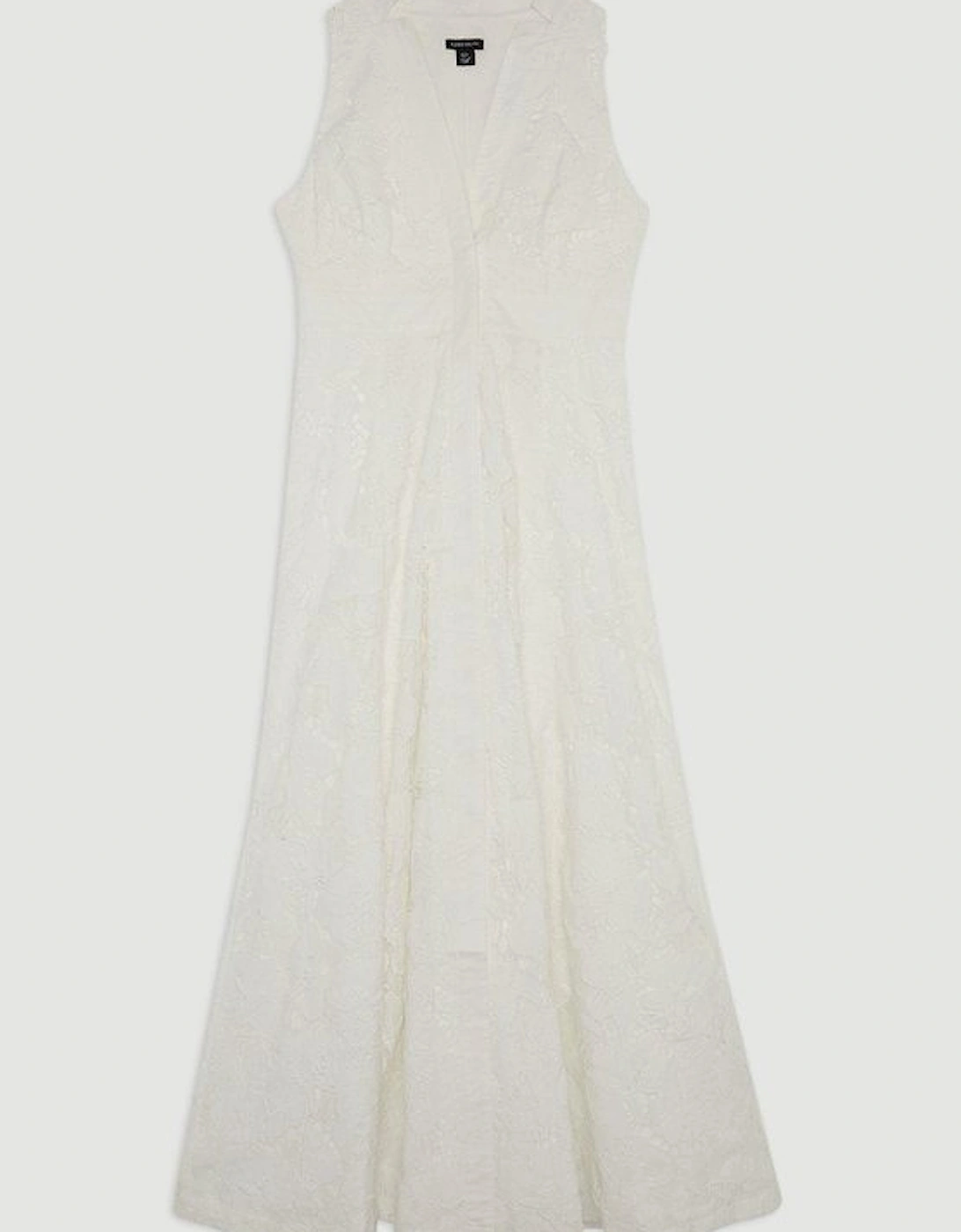 Cut Work Cotton Sateen Woven Halter Dress