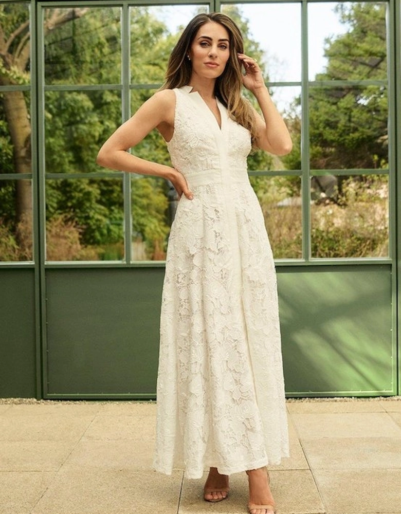 Cut Work Cotton Sateen Woven Halter Dress