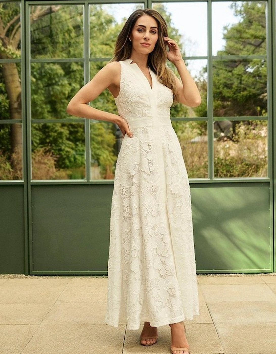 Cut Work Cotton Sateen Woven Halter Dress, 5 of 4