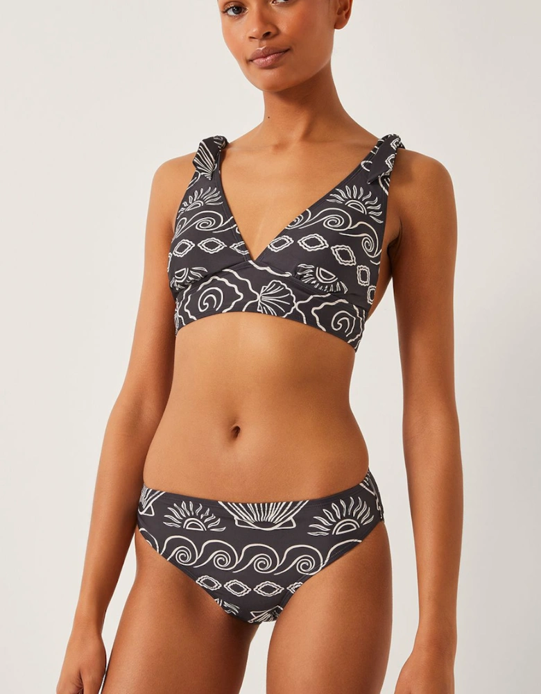 Macie Shell Print Bikini Top Black