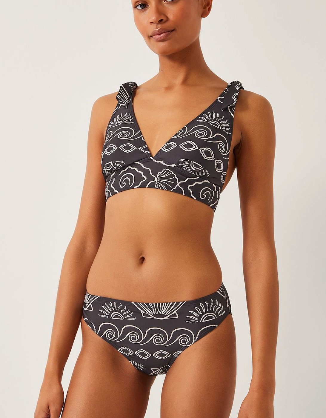 Macie Shell Print Bikini Top Black, 2 of 1